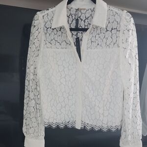 Elie Tahari White Lace Blouse